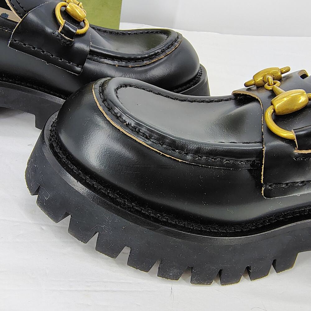 Gucci Harald Horsebit Platform Lug Loafers Bee Embroidery Size 38 - Picture 15 of 16